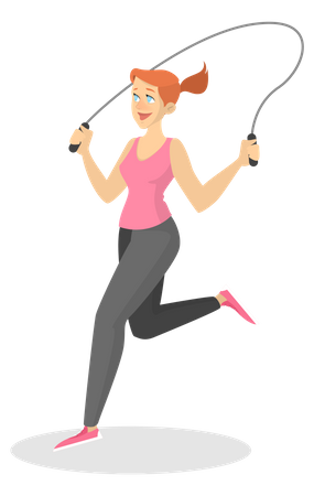 Mulher com uma corda de pular  Ilustração