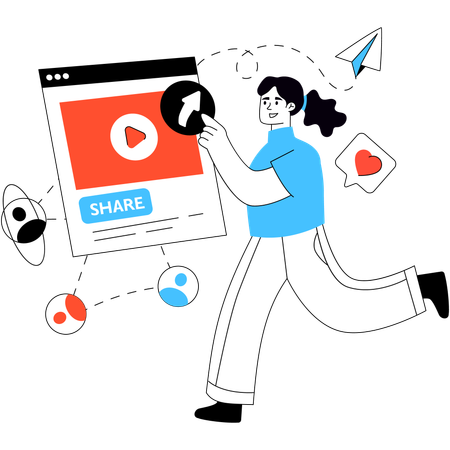 Mulher compartilha vídeo online  Illustration