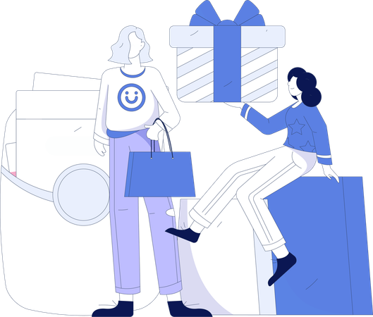 Mulher fazendo compras on-line  Illustration