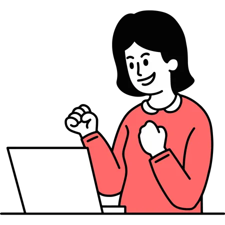 Comunicação on-line de mulher no laptop  Ilustração