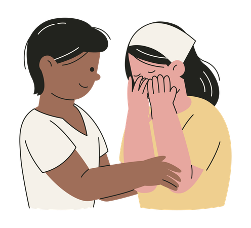 Mulher consolando sua amiga  Ilustração