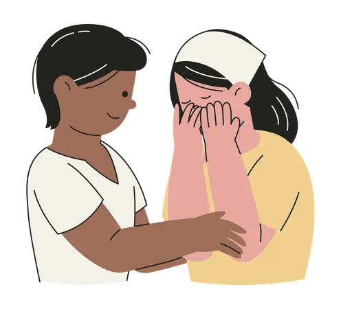 Mulher consolando sua amiga  Ilustração