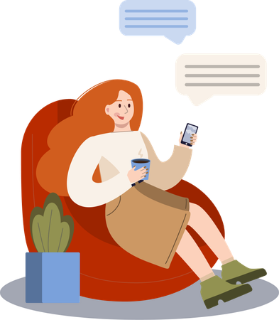 Mulher conversando no telefone  Illustration