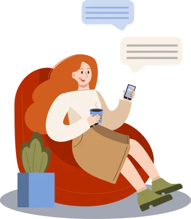 Mulher conversando no telefone  Illustration