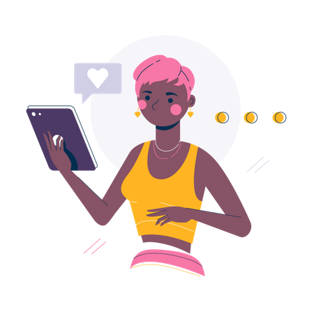 Mulher conversando no aplicativo de encontro  Illustration