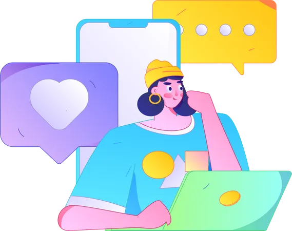 Mulher conversando on-line  Illustration