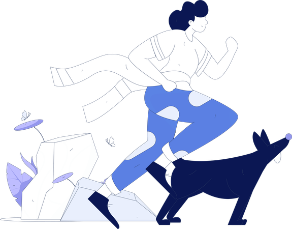 Mulher corre para reunião de escritório  Ilustração