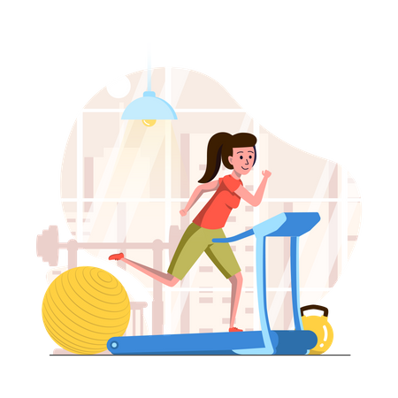 Mulher correndo na esteira  Ilustração