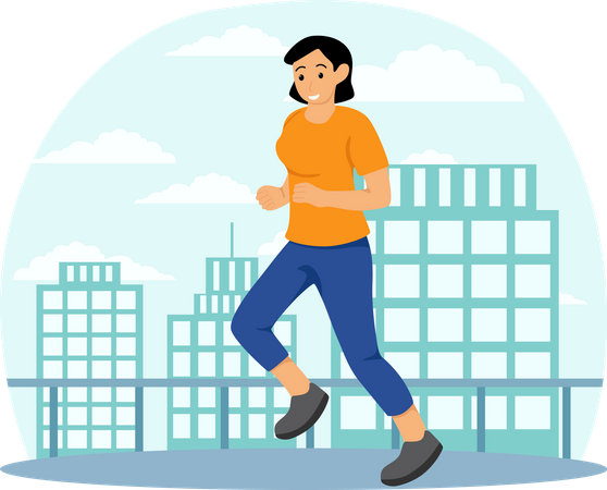 Mulher correndo na estrada  Ilustração