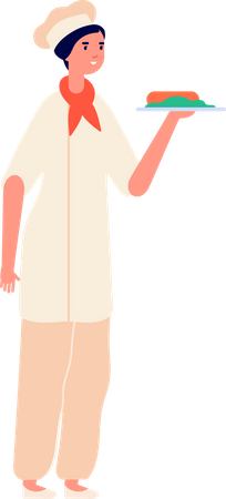 Mulher cozinhando comida  Ilustração
