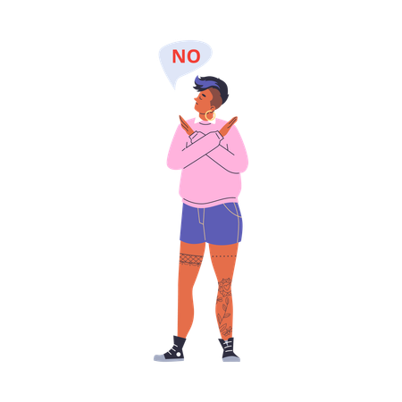 Mulher cruzou os braços e disse não  Ilustração