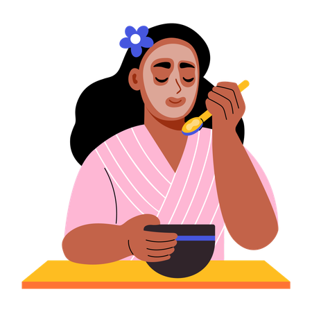 Mulher cuida de si mesma  Ilustração
