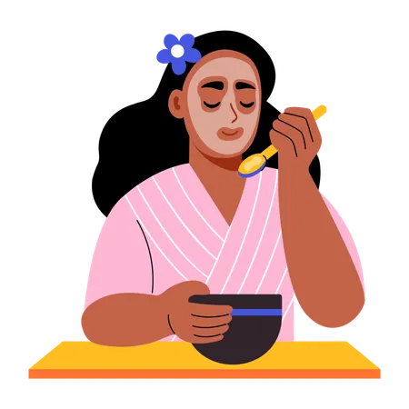 Mulher cuida de si mesma  Ilustração