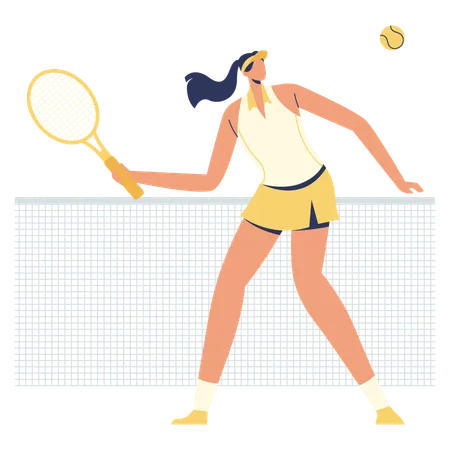 Mulher dá golpe de forehand  Ilustração