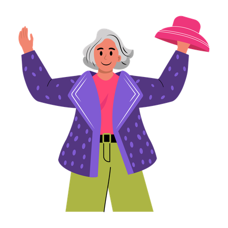 Mulher elegante mostrando magia  Ilustração