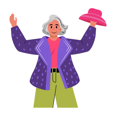 Mulher elegante mostrando magia  Ilustração