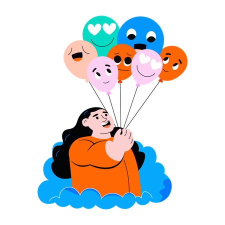 Mulher dá reação com emoji  Ilustração