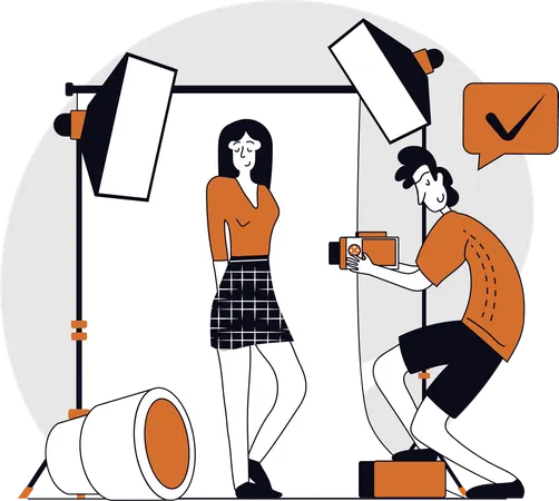 Mulher fazendo poses estilosas para modelagem  Ilustração