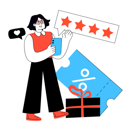 Mulher dando uma avaliação de venda  Ilustração