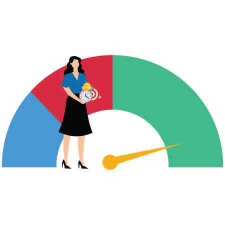 Mulher de negócios inteligente em alto desempenho lida com multitarefas  Ilustração