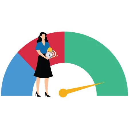 Mulher de negócios inteligente em alto desempenho lida com multitarefas  Ilustração