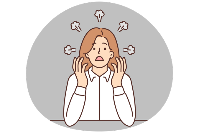 Mulher de negócios irritada com fumaça na cabeça  Ilustração