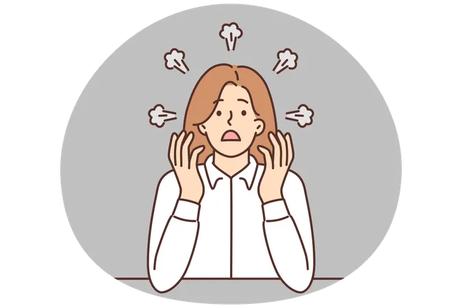 Mulher de negócios irritada com fumaça na cabeça  Ilustração