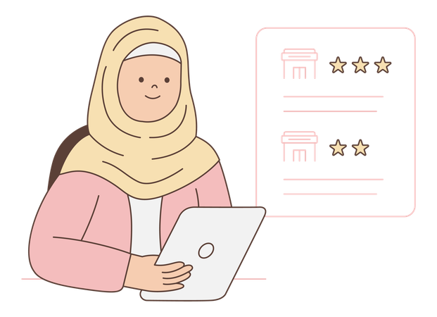 Avaliações de mulheres com hijab online  Ilustração