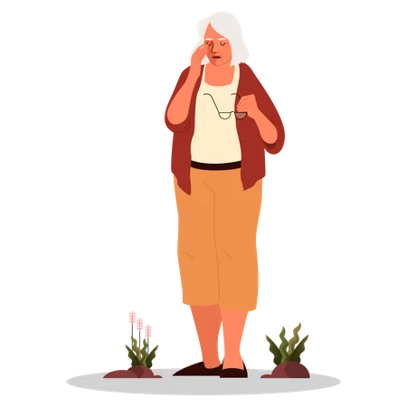 Mulher idosa exausta  Ilustração