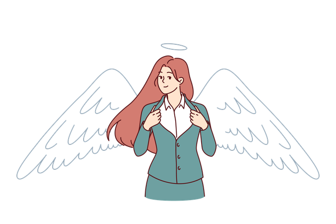 Mulher de negócios com asas de anjo  Ilustração