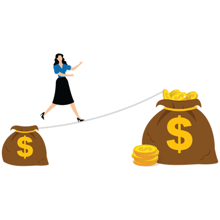 Mulher de negócios com crescimento de renda ou salário  Ilustração