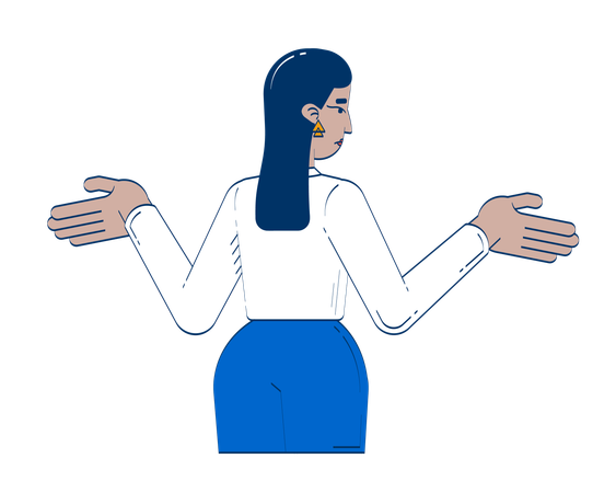 Mulher de negócios do Oriente Médio gesticulando incerteza por trás  Ilustração