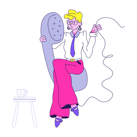 Mulher de negócios falando ao telefone  Ilustração