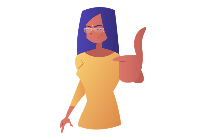 Mulher de negócios mostrando o polegar após acordo bem sucedido  Ilustração