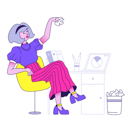 Mulher de negócios no escritório  Ilustração