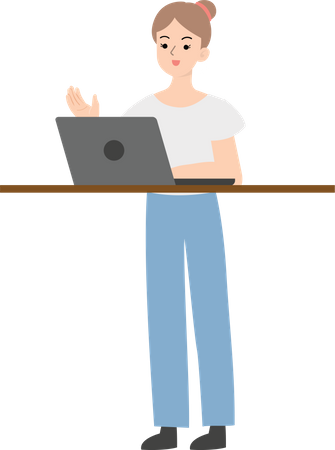 Mulher de negócios segurando laptop  Ilustração