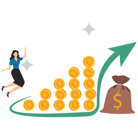 Mulher de negócios trabalhando em análise de investimentos  Ilustração