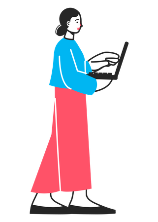 Mulher de negócios trabalhando no laptop  Ilustração