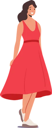 Mulher de vestido vermelho  Ilustração