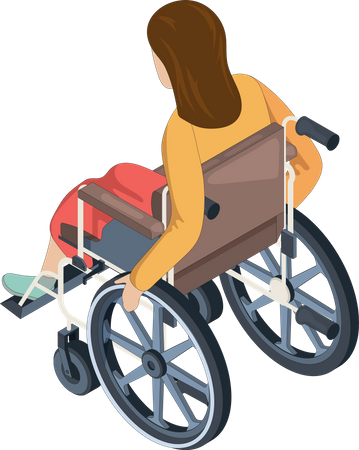 Mulher com deficiência sentada em cadeira de rodas  Ilustração