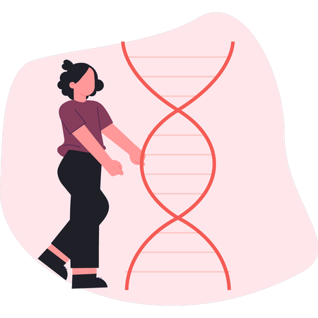 Mulher discutindo a estrutura do DNA  Ilustração