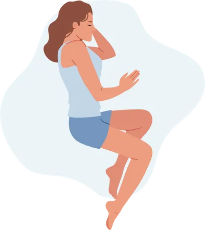 Mulher dormindo com as pernas dobradas  Ilustração