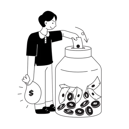 Mulher economizando dinheiro  Ilustração