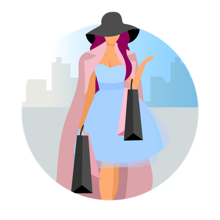 Mulher elegante fazendo compras  Ilustração