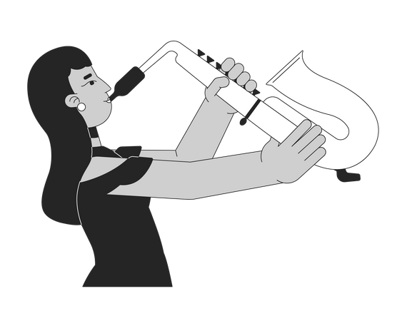 Mulher elegante tocando saxofone  Ilustração