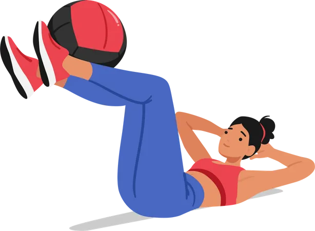 Mulher Em Forma Realizando Exercicio De Leg Press Com Bola De Estabilidade Envolvendo Os Musculos Da Parte Inferior Do Corpo Para Obter Forca Estabilidade E Tonificacao Treino De Personagem Feminina De Atletismo Ilustra O Vetorial De Pessoas Dos Desenhos Animados Ilustração