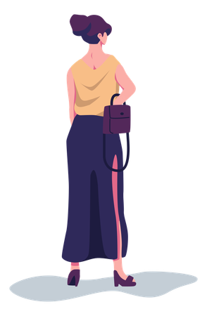 Mulher em pé com bolsa  Ilustração