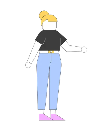 Mulher em pé com roupa casual  Ilustração