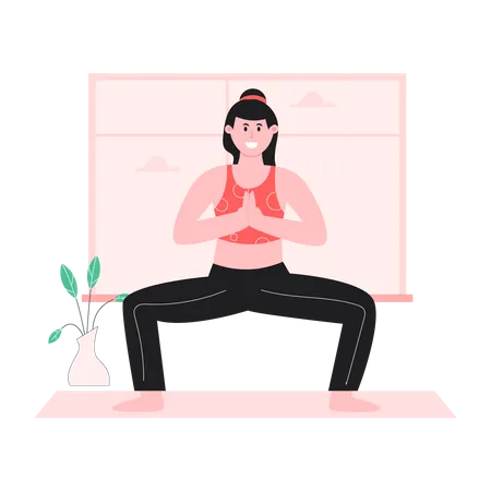 Mulher em pose de ioga  Ilustração