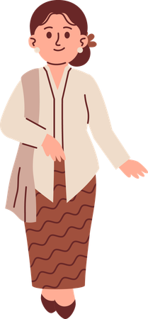Mulher em traje kebaya  Ilustração